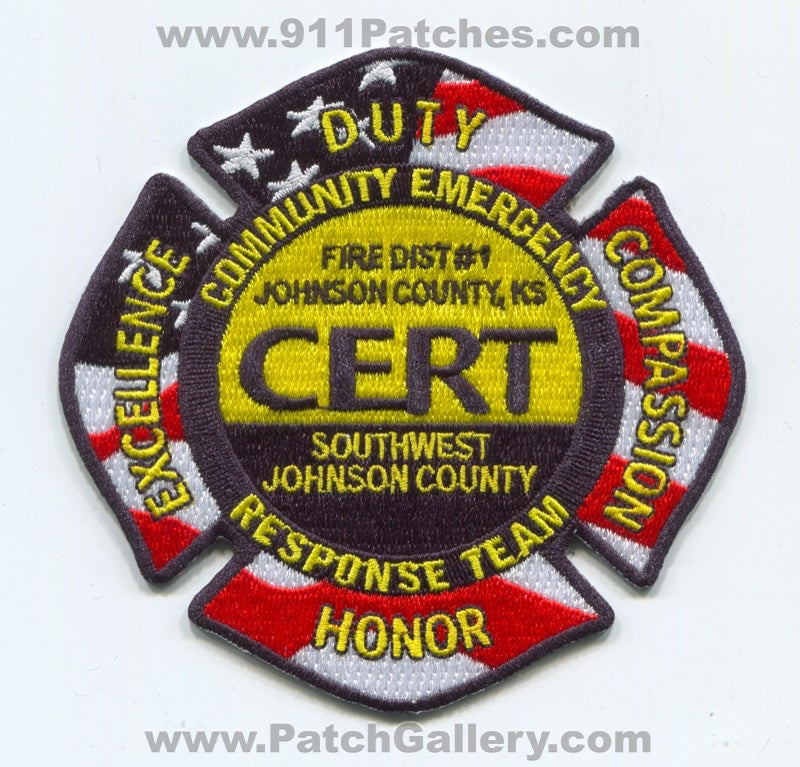 Johnson County Fire District Number 1 Community Emergency CERT Patch Kansas KS