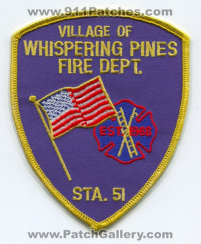 Whispering Pines Fire Department Station 51 Patch North Carolina NC