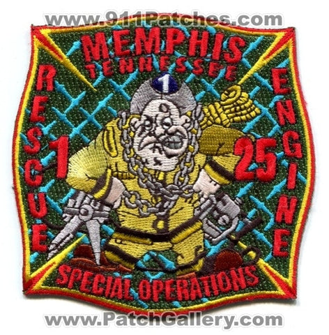 Memphis Fire Department Rescue 1 Engine 25 Patch Tennessee TN